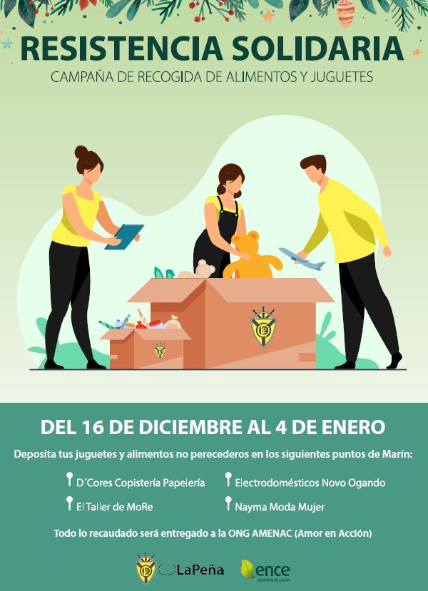 El CD La Peña, organiza una recogida de alimentos y juguetes en navidad