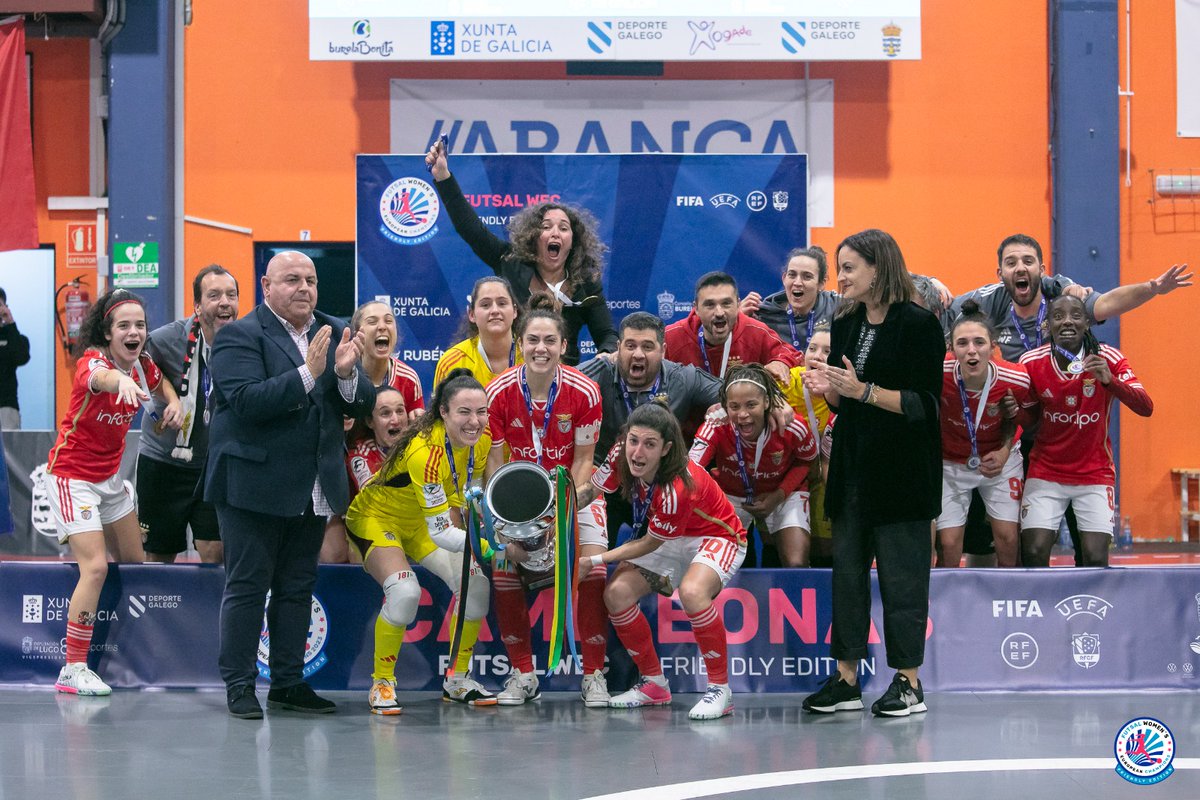 SL Benfica, campeonas de la Futsal WEC 2023 en Burela